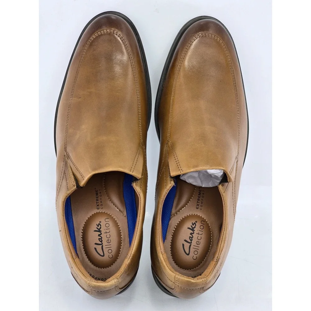 Clarks Whiddon Step Mens Size 13 Tan Leather Slip On Loafers -Excellent